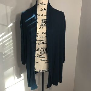 NY&Co. Open Front Teal Cardigan Size Large